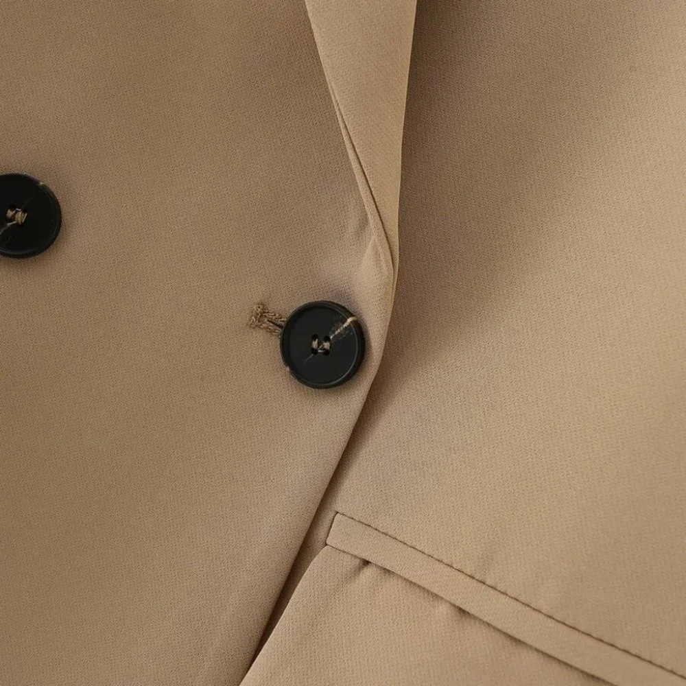 Classy go to Double Breasted Lapel Neck Blazer TAN - Picture 12 of 15